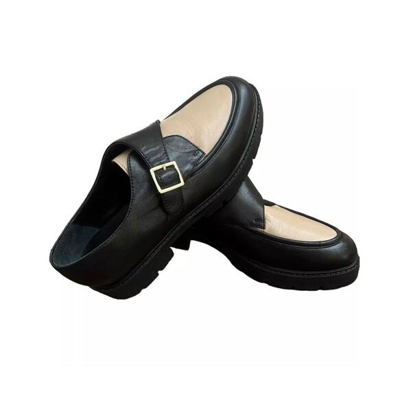 Seychelles Womens Catch Me Black/Cream Two-Tone Leather Loafers Size 9 - Picture 4 of 8